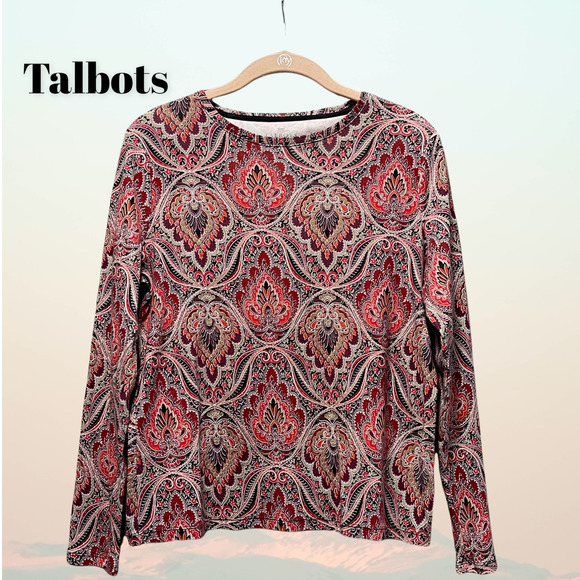 Talbots Red 100% Pima Cotton Classic top - Pretty Design Large-Petite - Picture 1 of 4